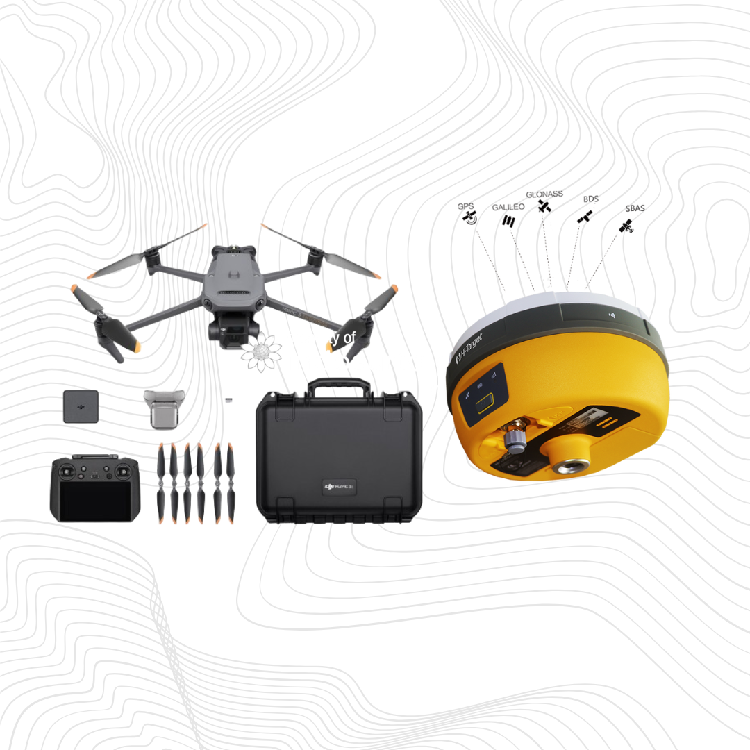 Drone DJI Mavic 3E dan Hi Target V30 Plus Base